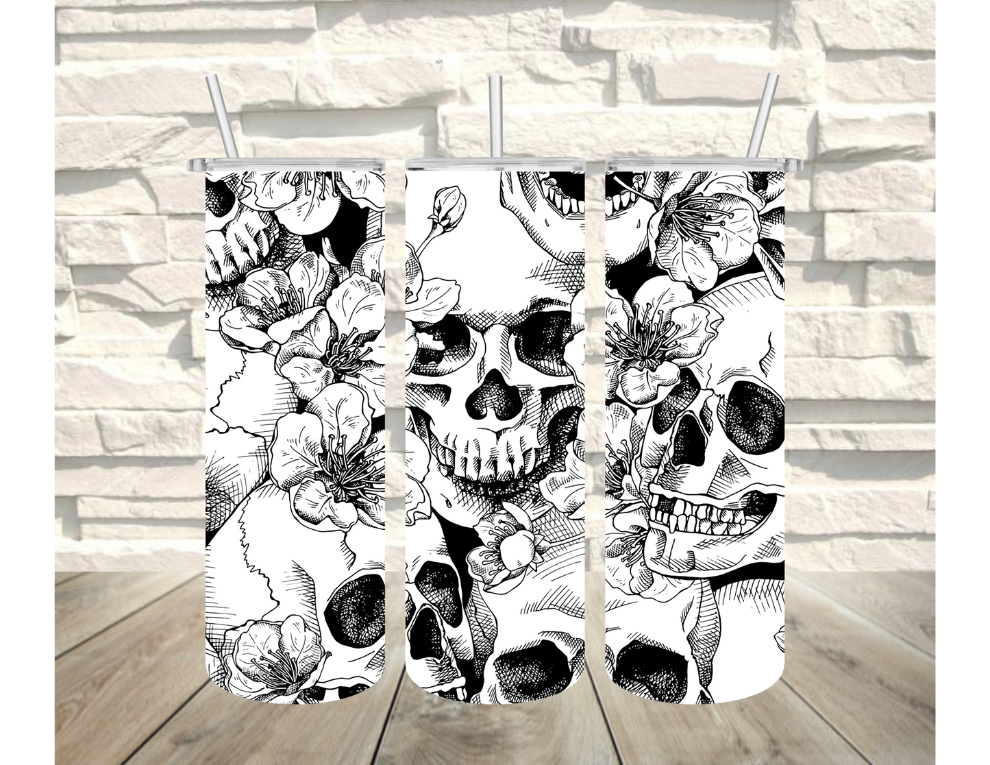 Skulls and Flowers Tumbler