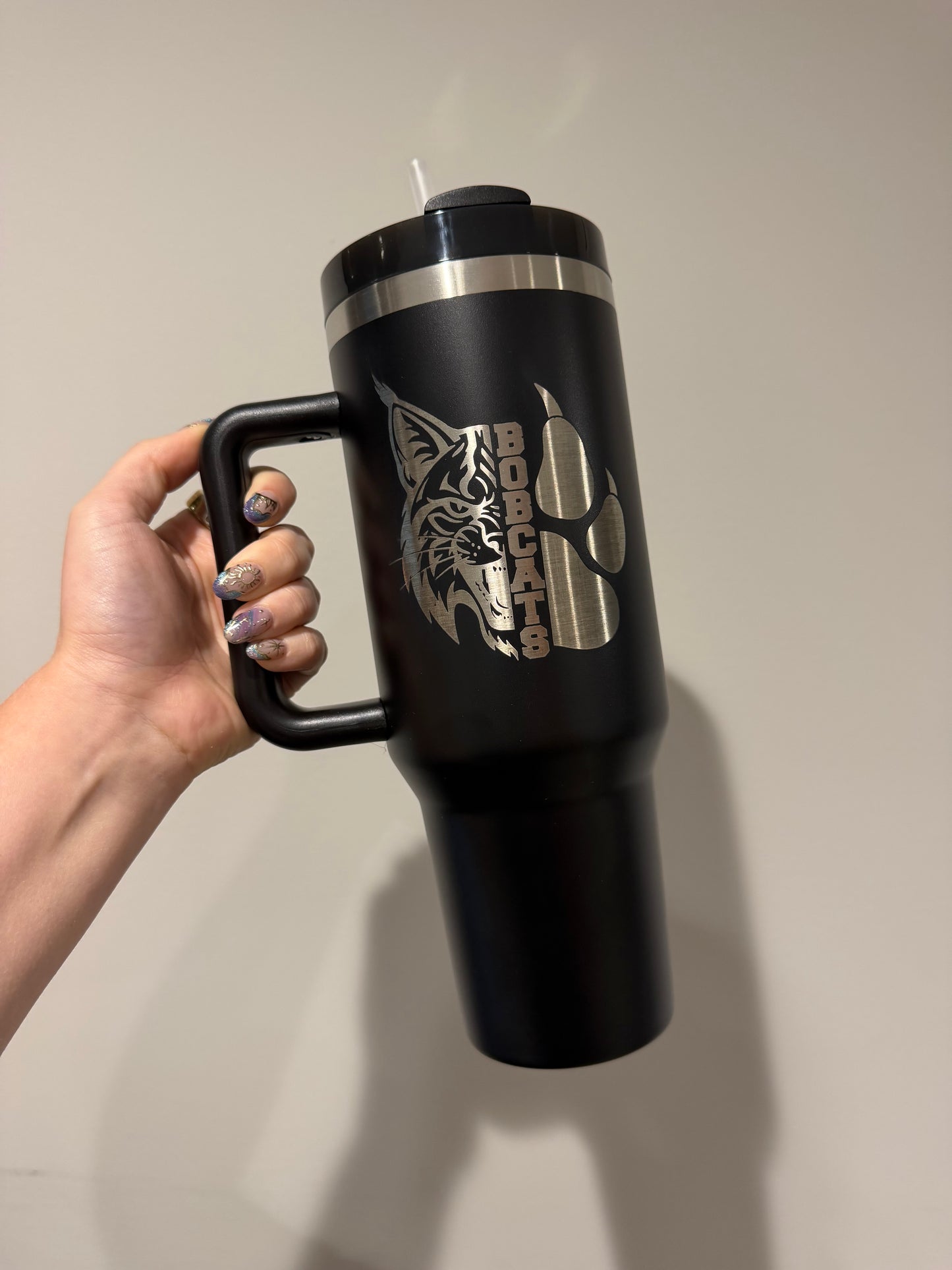 40 oz Black Stainless Steel Bobcats Tumbler