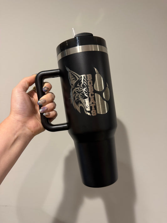 40 oz Black Stainless Steel Bobcats Tumbler