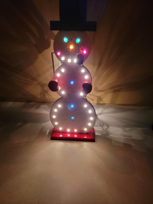 Snowman Light Up Wooden Decor