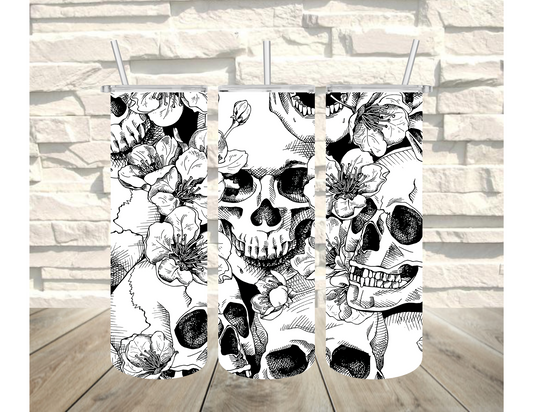 Skulls and Flowers Tumbler