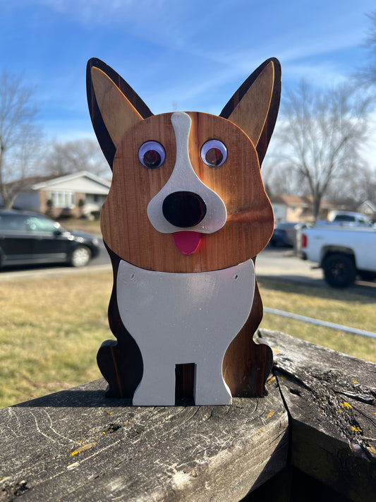 Tri Color Wooden Corgi Decor