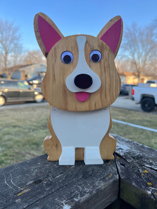 Red (Tan) Colored Wooden Corgi Decor